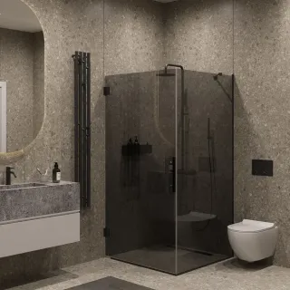 Душевой уголок на петлях by Deonria U-100-99-8-G-B2 90x89см чёрный/графит